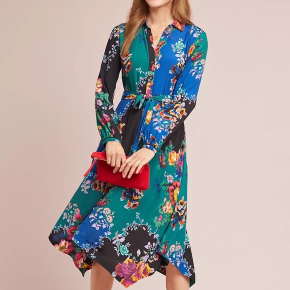 Maeve Floral Patchwork Shirtdress 0 - Picture 1 of 11